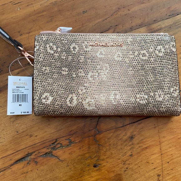 Michael Kors Lizard Embossed Leather Wristlet - Picture 2 of 8